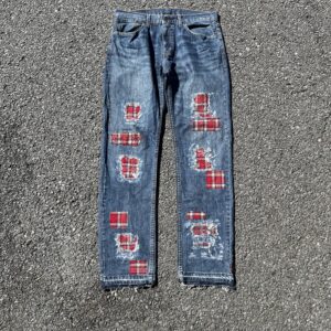 1 OF 1 DENIM AND FLANNEL “LOVE, KELLY” CUSTOM JEAN PANTS / NYFW SZN 1 / COLLECTION 3
