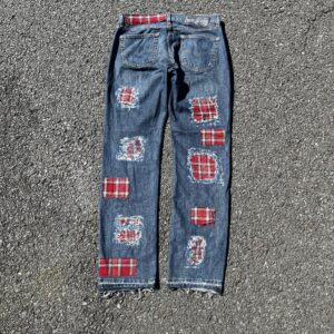 1 OF 1 DENIM AND FLANNEL “LOVE, KELLY” CUSTOM JEAN PANTS / NYFW SZN 1 / COLLECTION 3